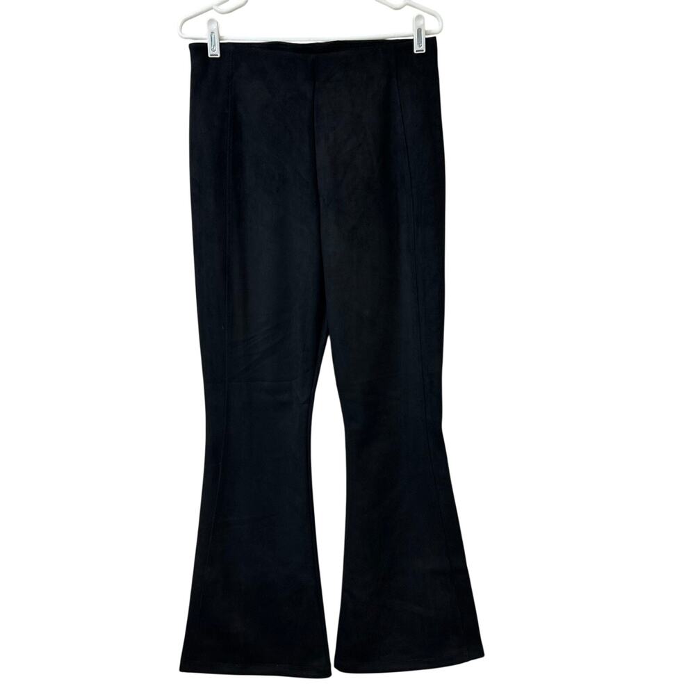 Hunter & Brown NWT Womens Size Large Black High Rise Flare Leg Front Seam Pants